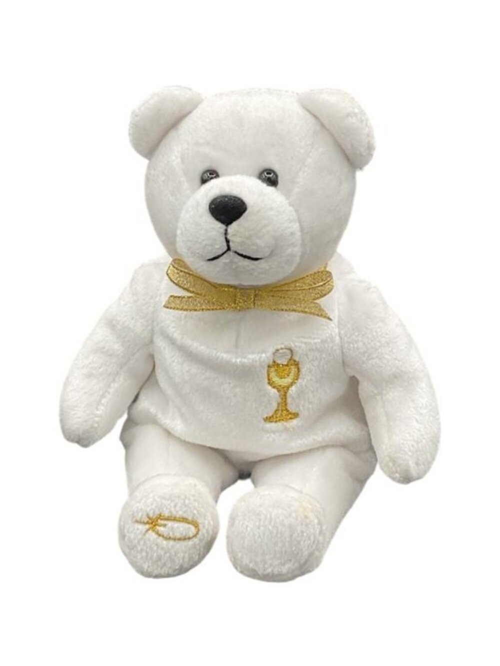 Holy Bears Sacrament Series Communion White Plush Teddy Bear Beanie Toy 9"